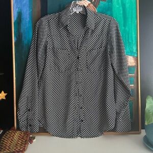 Classic Y2K Black and White Polka Dot Men's Shirt XS